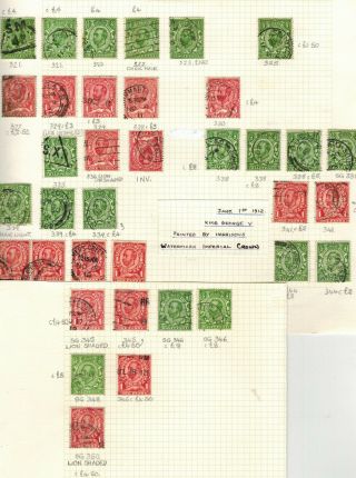 Gb Kgv 1911 - 1912 Downey Head Selection Of Stamps Unchecked For Sg Numbers