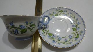 Shelley Harebell CHESTER Teacup & Saucer 13544 Blue Scroll Gold Vintage 2