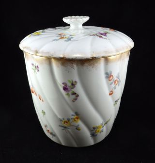 HANDPAINTED M.  REDON LIMOGES M & R COVERED PORCELAIN CANISTER COOKIE BISCUIT JAR 2