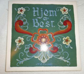 Vintage Berqquists Imports Norwegian Hand Painted Wall Hanging Tile