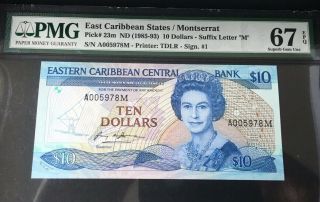 East Caribbean States $10 1985 - 93 P - 23m Pmg 67epq Highest Graded