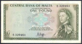 Malta 1 Pound L.  1967 (1969) - Vf,  - Pick 29