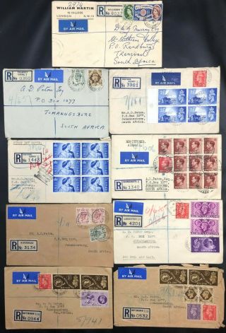 Gb 1948 - 60 Registered Covers To Johannesburg South Africa X 9