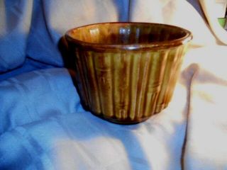 Mccoy Usa Vintage Pottery Rich Warm Brown Bamboo Tree Design Pot Planter 0376