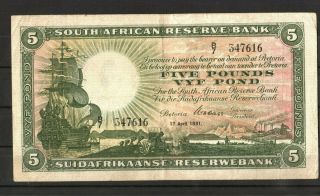 South Africa 5 Pounds 17.  4.  1931,  Pick 88 Vf