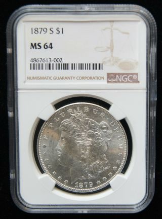 1879 - S $1 Us Morgan Silver Dollar Coin (ngc Ms 64 Ms64) (b1706)