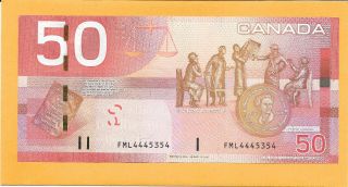 2004 CANADIAN 50 DOLLAR BILL FML4445354 (CRISP) 2