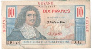 French Guiana 10 Francs 1947 P - 20 Rare