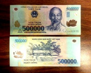 One Million Vietnam Dong 500,  000 Denomination X 2 Notes =1 Million Viet Nam Dong