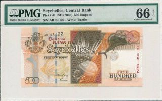 Central Bank Seychelles 500 Rupees Nd (2005) Pmg 66epq