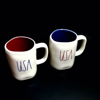 Rae Dunn Usa Fourth Of July Blue And Red Mug Set 4th Of July Coffee Cup