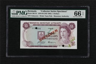1978 - 84 Bermuda " Collector Series Specimen " 5 Dollars Pick 29cs1 Pmg 66 Epq Unc