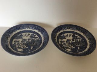Churchill Blue Willow Round 8” Soup Bowl Set Of 2 England Dinnerware