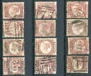 (103) 12 Very Good Sg48 Qv 1/2d Rose Red Plates 4,  5,  6,  8,  10 - 20