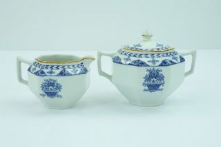 Wood And Sons Blue Bombay Creamer And Sugar Bowl With Lid England Woods Ware