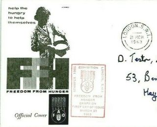 Gb Cover Fdc Freedom From Hunger London Stampex 1963 {samwells - Covers} Cv180
