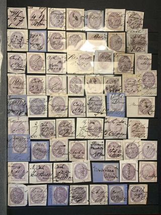 Stockbook Page Of 64 X Queen Victoria 1d Revenue Stamps (alb 5)
