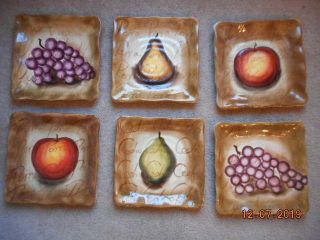 Tabletops Lifestyles Fruition Square Salad Plates Set Of 6 Apple Lime Pear