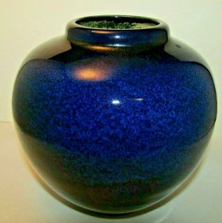 Handcrafted Pottery Vase Blue Drip Glaze 6 "