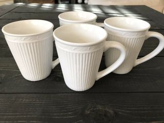 ❇️totally Today Mezzo Notte Coffee/tea Mug White Embossed Ribbed Set Of 4