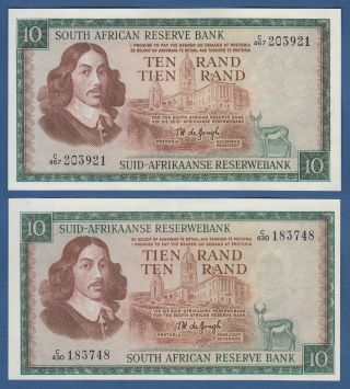 South Africa 2 X 10 Rand (1975) Unc P.  113c,  114c