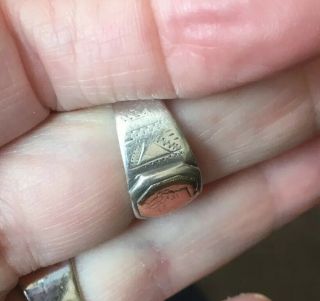 Circa 1850’s Sterling Ring Featuring California Fractional Gold Dollar Coin S 10 3
