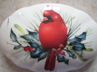 Lenox Winter Greeting Catherine Mcclung Red Cardinal Candy Dish 5 " Long