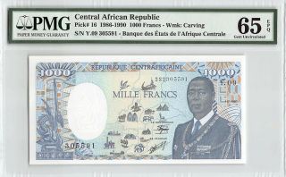 Central African Republic 1990 P - 16 Pmg Gem Unc 65 Epq 1000 Francs