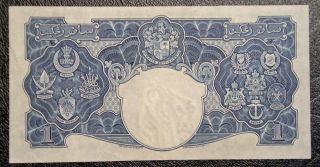 1941 Malaya ONE DOLLAR P - 11 King George VI Banknote 2