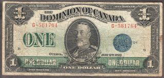 1923 Dominion Of Canada $1.  00 Bank Note - Very Good Mccavour Saunders Blue Seal