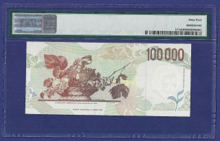 UNCIRCULATED 100.  000 LIRE 1994 BANKNOTE FROM ITALY PMG GRADED 2