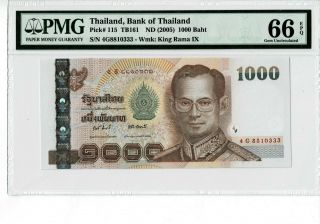 Thailand P 115 2005 1000 Baht Prefix 4g Pmg 66 Epq Gem Unc