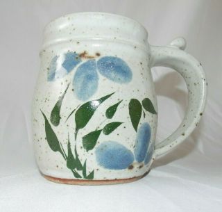 Speckled Glaze Cup With Blue Flowers Magnolia Pottery Studio 16 Oz Mug Coffee