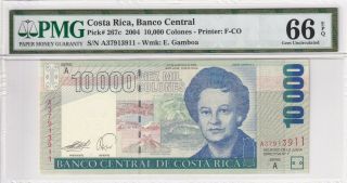 2004 Costa Rica 10000 10,  000 Colones P - 267c Pmg 66 Epq Gem Unc