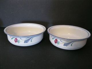 Lenox Chinastone Poppies On Blue Set Of 2 Cereal Bowls