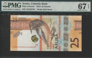 Tt Pk Unl 2019 Aruba Centrale Bank 25 Florins " Birds " Pmg 67 Epq Gem Unc