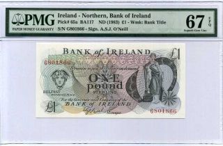 Northern Ireland 1 Pound Nd 1983 P 65 A Gem Unc Pmg 67 Epq High