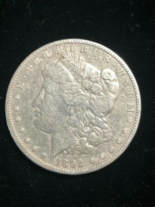 1892 - S Morgan Silver S$1 Dollar Coin Very Fine Ungraded San Francisco