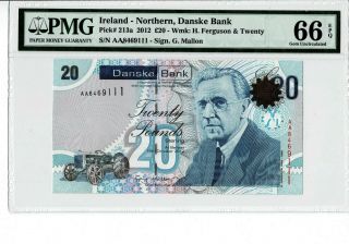 Northern Ireland P 213a 2012 20 Pounds Prefix Aa Pmg 66 Epq Gem Unc