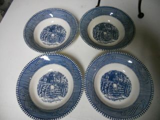 Set Of 4 Currier And Ives " The Old Grist Mill " Fruit Bowls 5 1/2 " Across