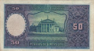 50 LITU VERY FINE BANKNOTE FROM LITHUANIA 1928 PICK - 24 VERYRARE 2