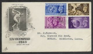 Gb Fdc 1948 Olympic Games Fdc Art Craft Cover,  Typed Address - Cv £30