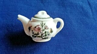 Teapot Miniature Pin Brooch Portmeirion Botanic Garden Porcelain