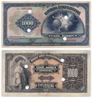 Czechoslovakia,  1000 Korun 1932,  Pick 25s,  F,  Specimen