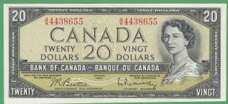 1954 Bank Of Canada $20 Dollar Note - Beattie/rasminsky - G/w4438655 - Au