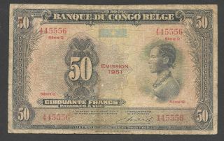 Belgian Congo 50 Francs 1951 Serie Q P16