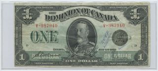 1923 Dominion Of Canada $1 Note Mccavour & Saunders Signatures