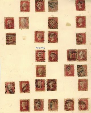 Gb Qv 1858 - 1879 Album Page Of Unchecked 1d Red Plate Number Sg 43/44 Stamps 7