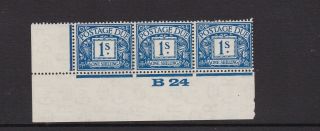 Postage Dues 1924 Block Cypher 1s Control Strip Never Hinged