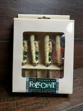 Folk Craft Cabin In The Snow Set Of 4 Spreaders